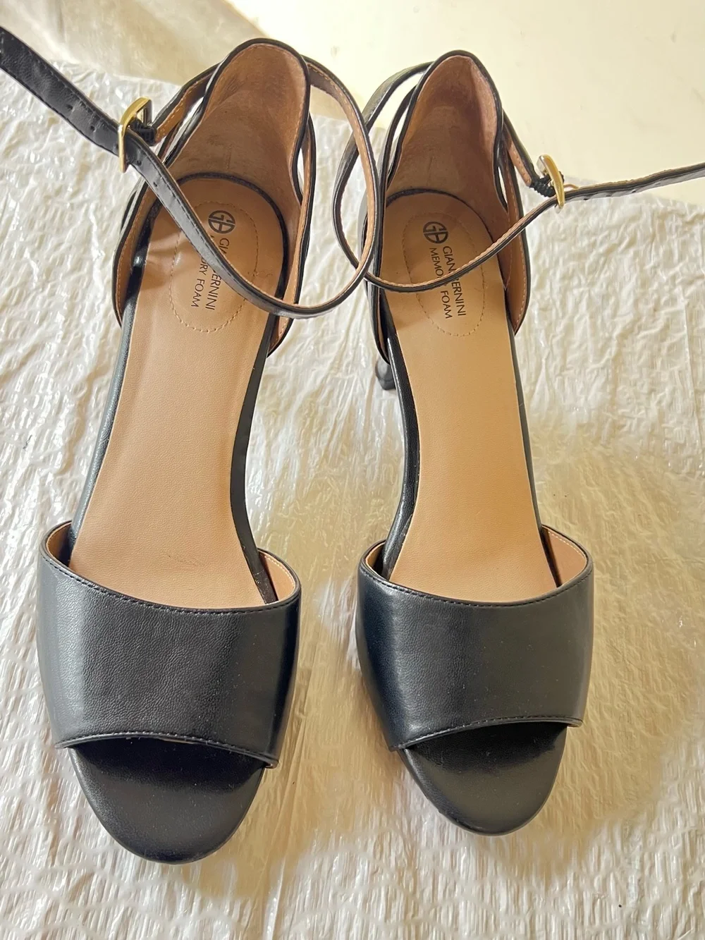Giani Bernini Black Ankle-Strap Block Heel Sandals